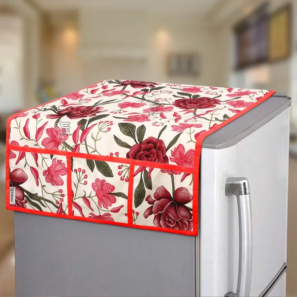 Red_Polyester_Fabric_Double_Door_Fridge_Top_Cover_For_Home
