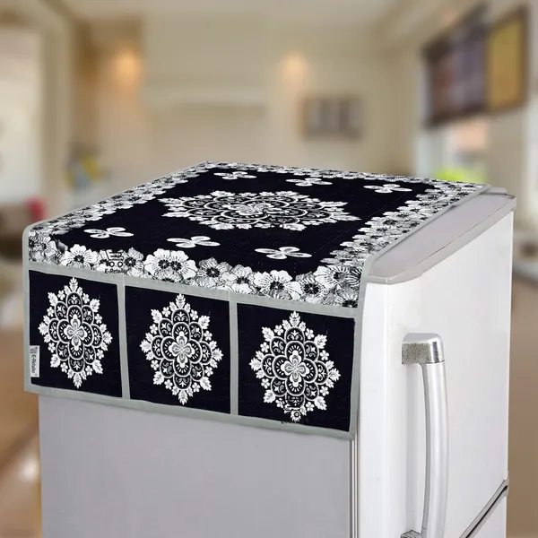 Black_Polyester_Fabric_Fridge_Top_Cover_For_Home