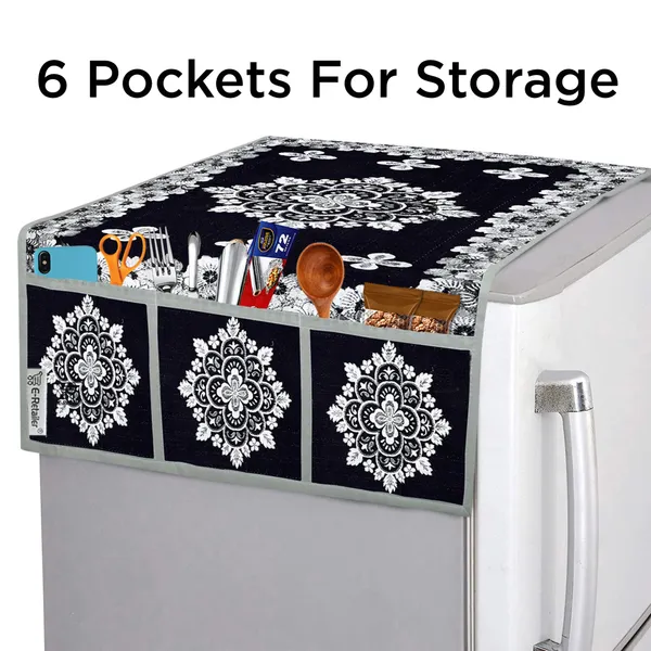 Black_Polyester_Fabric_Fridge_Top_Cover_For_Home