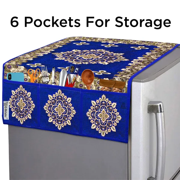 Blue_Polyester_Fabric_Fridge_Top_Cover_For_Home