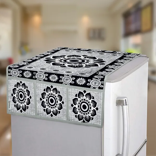 Black_Polyester_Fabric_Fridge_Top_Cover_For_Home