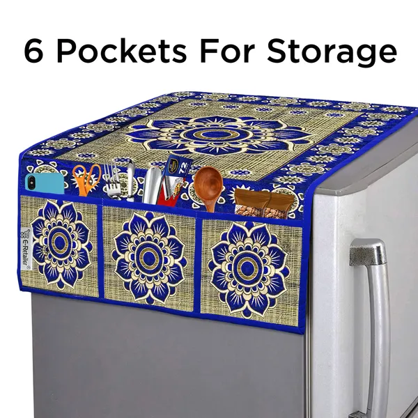 Blue_Polyester_Fabric_Fridge_Top_Cover_For_Home