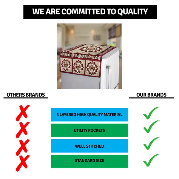Maroon_Polyester_Fabric_Fridge_Top_Cover_For_Home