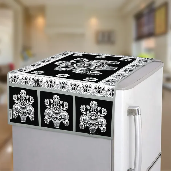Black_Polyester_Fabric_Fridge_Top_Cover_For_Home