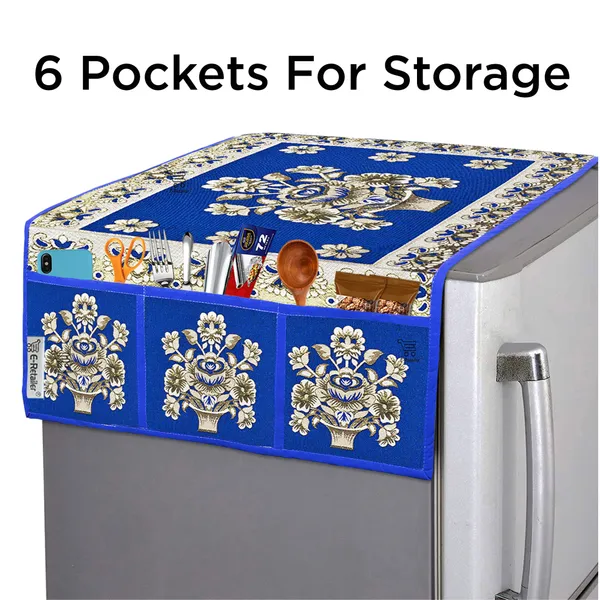 Blue_Polyester_Fabric_Fridge_Top_Cover_For_Home