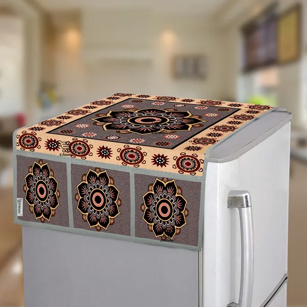 Grey_Polyester_Fabric_Fridge_Top_Cover_For_Home
