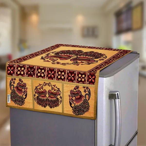 Golden_Polyester_Fabric_Fridge_Top_Cover_For_Home