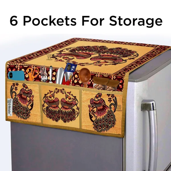 Golden_Polyester_Fabric_Fridge_Top_Cover_For_Home