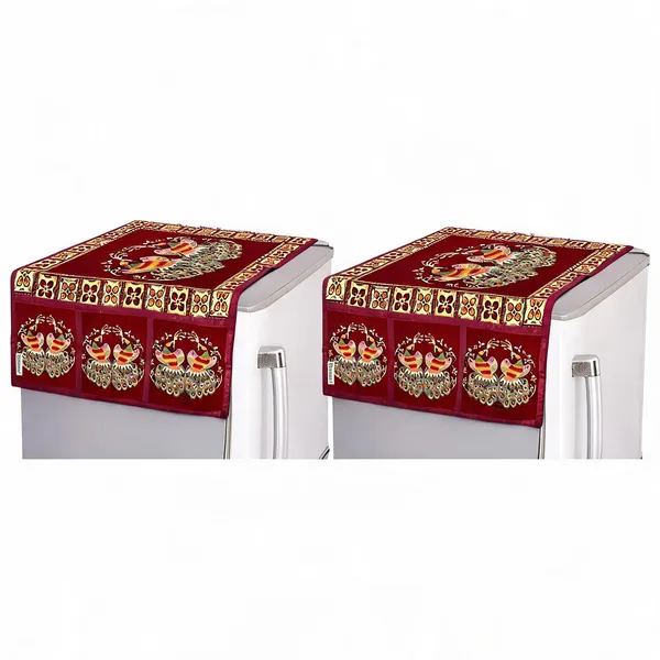 Red_Polyester_Fabric_Fridge_Top_Cover_For_Home