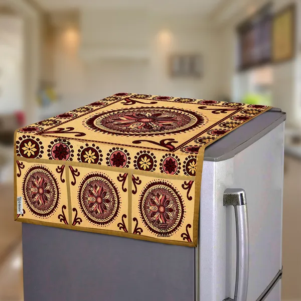Golden_Polyester_Fabric_Fridge_Top_Cover_For_Home