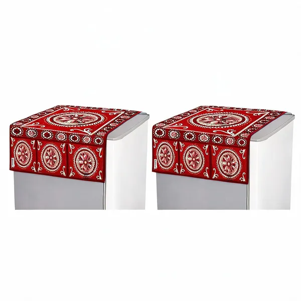 Red_Polyester_Fabric_Fridge_Top_Cover_For_Home