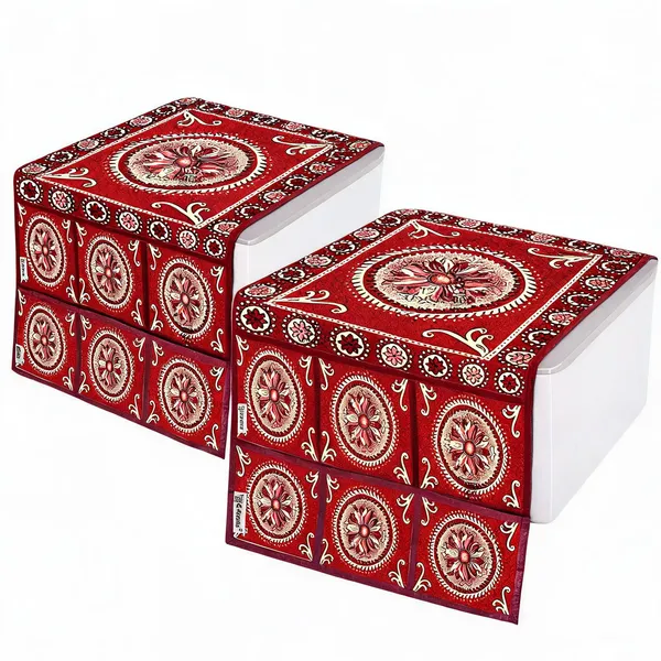 Red_Polyester_Fabric_Fridge_Top_Cover_For_Home