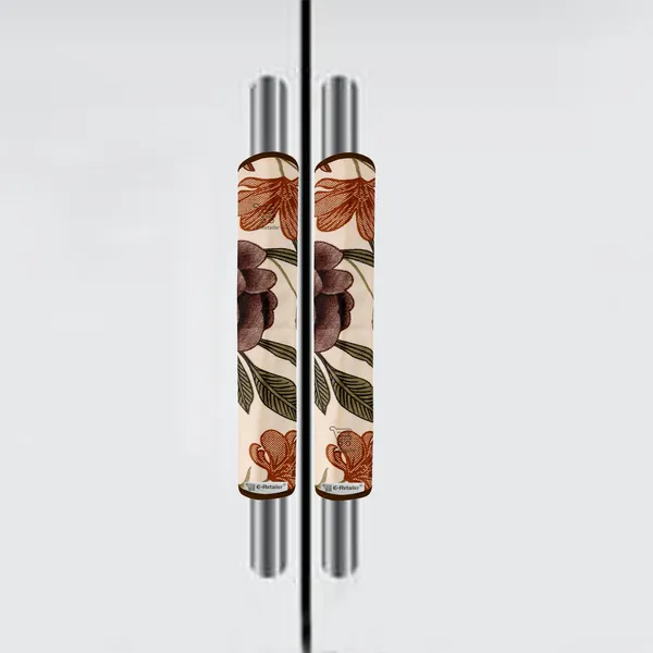 Brown_Polyester_Fabric_Refrigerator_Handle_Cover_For_Home