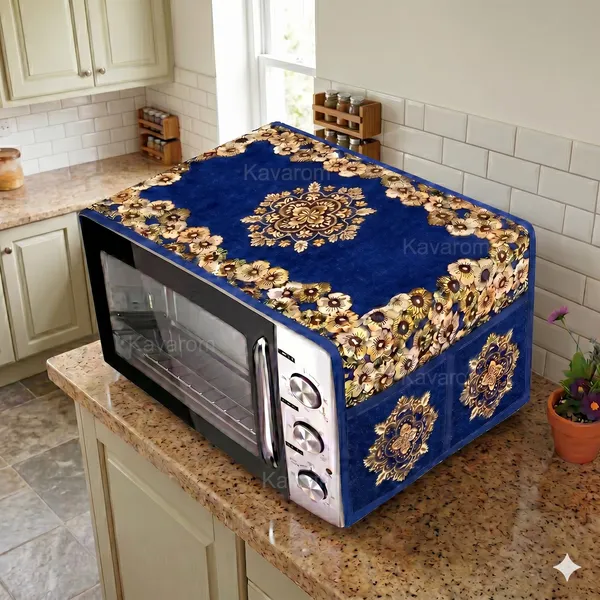 Blue_Polyester_Fabric_Microwave_Oven_Top_Cover_For_Home