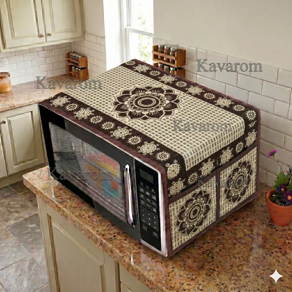 Brown_Polyester_Fabric_Microwave_Oven_Top_Cover_For_Home