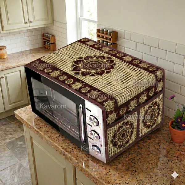 Maroon_Polyester_Fabric_Microwave_Oven_Top_Cover_For_Home