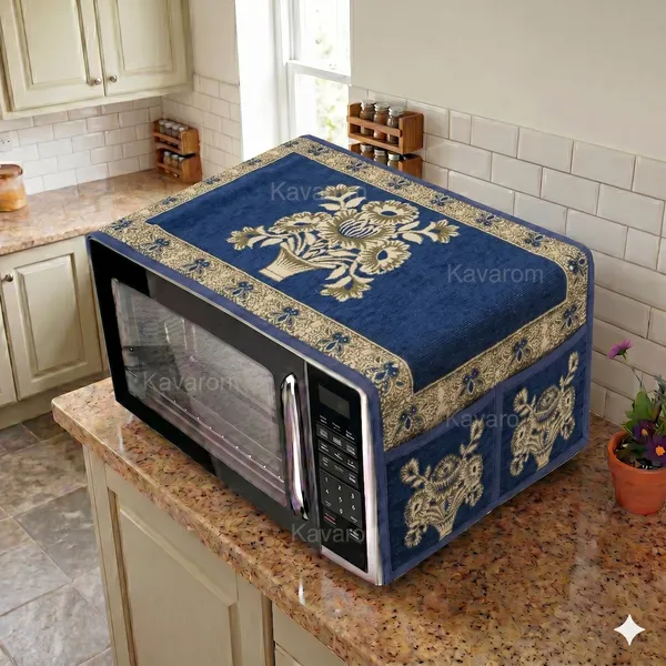 Blue_Polyester_Fabric_Microwave_Oven_Top_Cover_For_Home