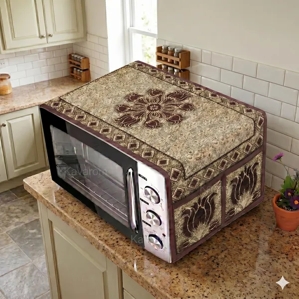 Brown_Polyester_Fabric_Microwave_Oven_Top_Cover_For_Home