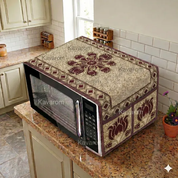 Maroon_Polyester_Fabric_Microwave_Oven_Top_Cover_For_Home