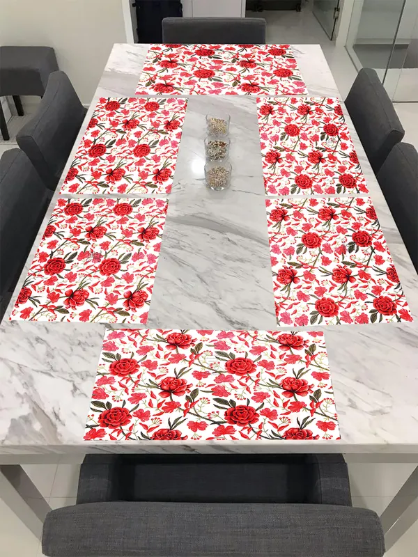 Red_Polyester_Fabric_Table_Mats_For_Home