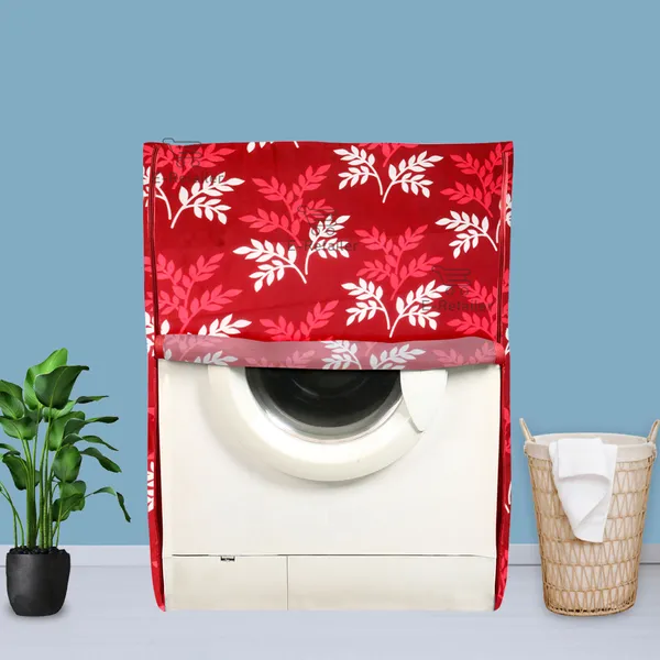 Maroon_Polyester_Fabric_Front_Load_Washing_Machine_Cover_For_Home