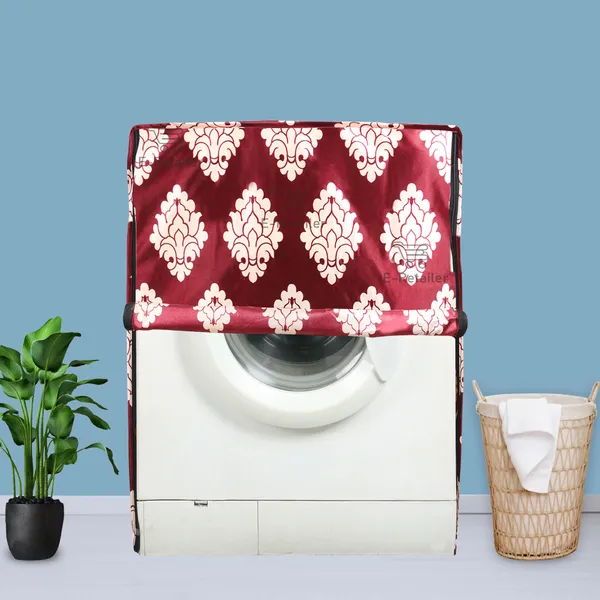 Maroon_Polyester_Fabric_Front_Load_Washing_Machine_Cover_For_Home