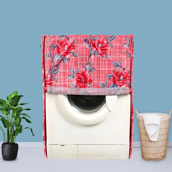 Red_Polyester_Fabric_Front_Load_Washing_Machine_Cover_For_Home