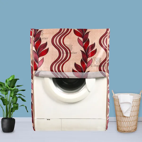 Red_Polyester_Fabric_Front_Load_Washing_Machine_Cover_For_Home