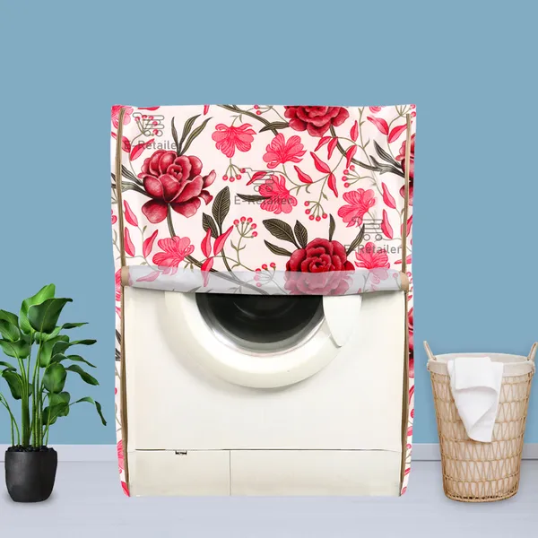 Red_Polyester_Fabric_Front_Load_Washing_Machine_Cover_For_Home