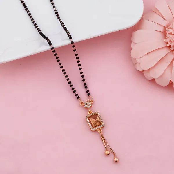 Golden_Elegant_Beads_Mangalsutra_With_Champagne_Stone_Pendant_And_Finish_Drop_Design_For_Women