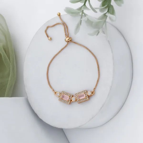 Golden_Modern_Square_Stone_Adjustable_Bracelet_For_Women