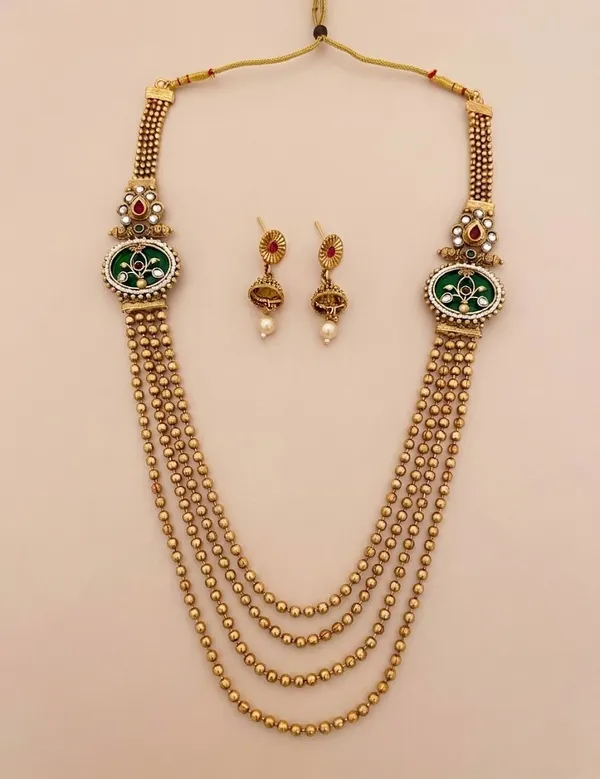 Emerald_Royale_Multi-Layer_Beaded_Long_Haram_Imitation_Jewellery_Set_with_Designer_Jhumkas