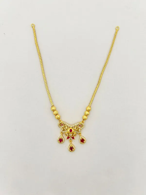 Ruby_Dewdrop_Designer_Pendant_Chain_–_Gold-Tone_Imitation_Elegance_Necklace