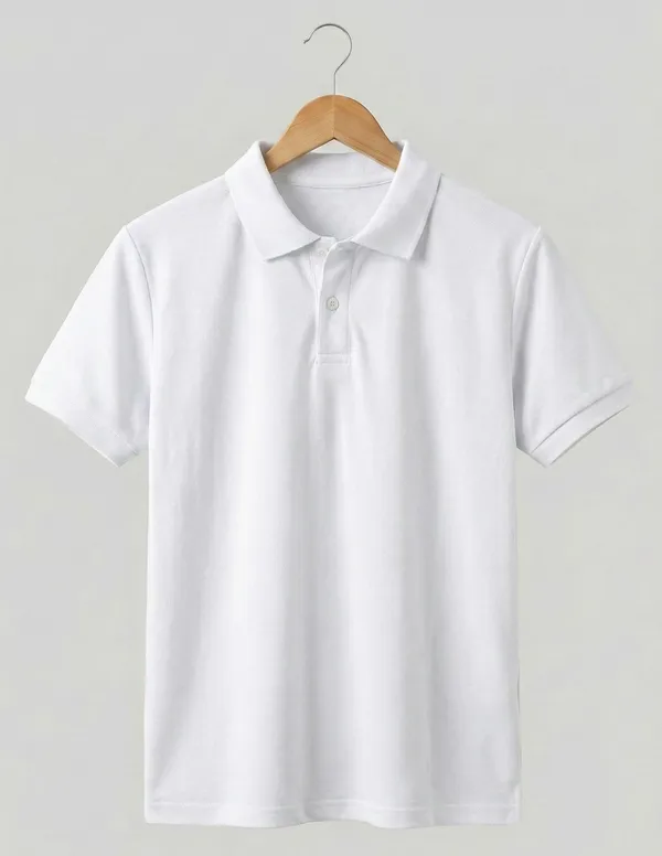 White_Cotton_Blend_Classic_Polo_T-Shirt_For_Men_&_Women