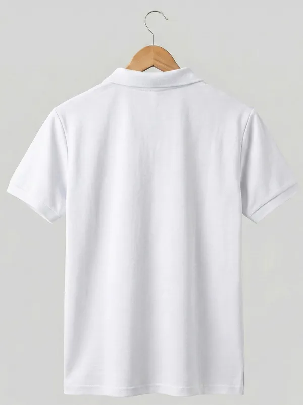 White_Cotton_Blend_Classic_Polo_T-Shirt_For_Men_&_Women