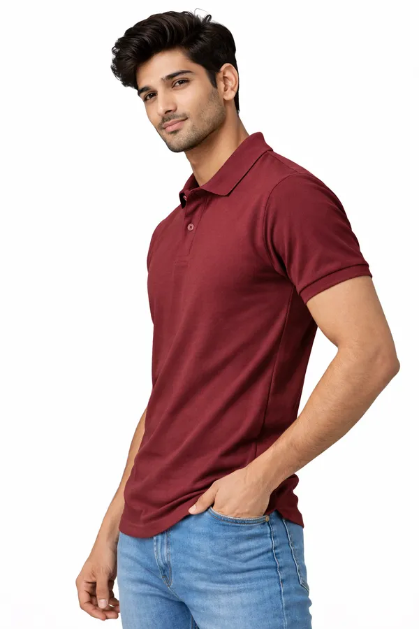 Maroon_Cotton_Blend_Classic_Polo_T-Shirt_For_Men_&_Women