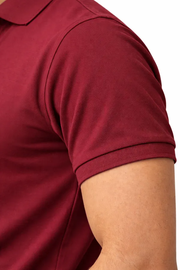 Maroon_Cotton_Blend_Classic_Polo_T-Shirt_For_Men_&_Women