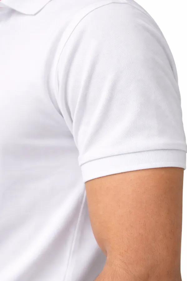 White_Cotton_Blend_Classic_Polo_T-Shirt_For_Men_&_Women