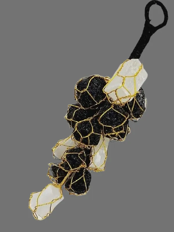 Selenite_&_Black_Tourmaline_Hanging_For_Protection_&_Grounding