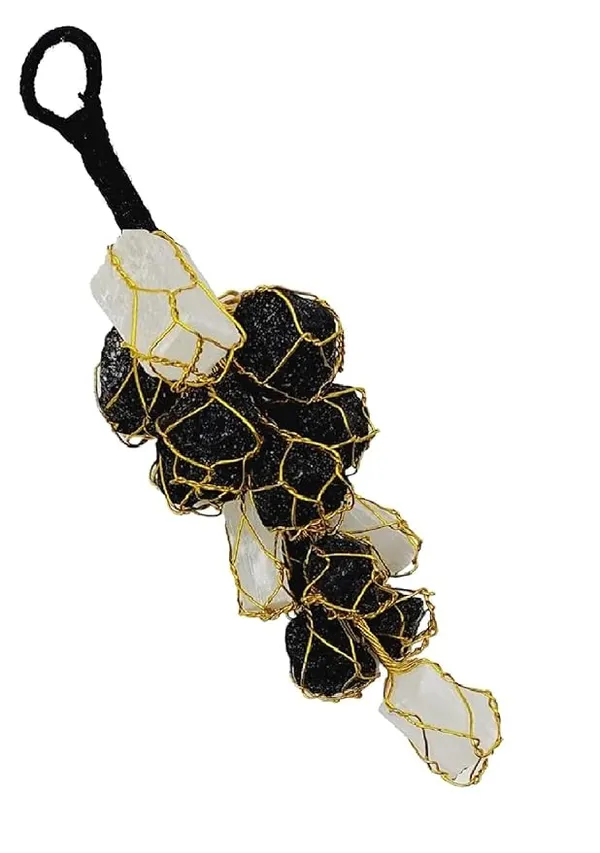 Selenite_&_Black_Tourmaline_Hanging_For_Protection_&_Grounding