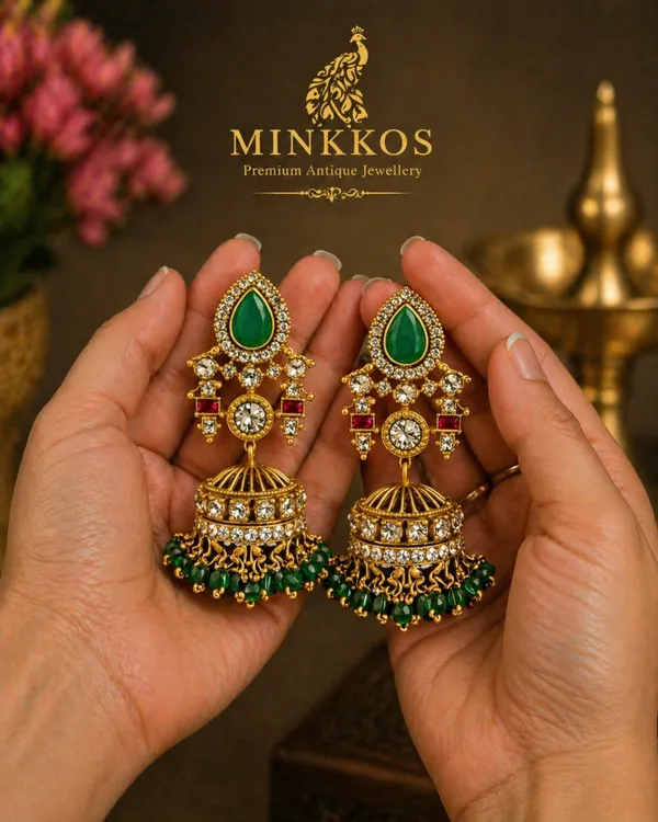 Premium_Ruby__Gold_Green_Stone_Jhumka_Ear_Ring_Set_-_Push_Back_Studs