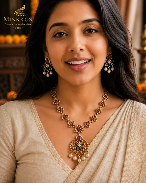 Vaidehi_Antique_Ruby_Drop_Necklace