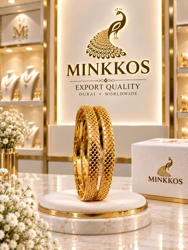 MINKKOS_Honeycomb_Texture_Gold_Bangles