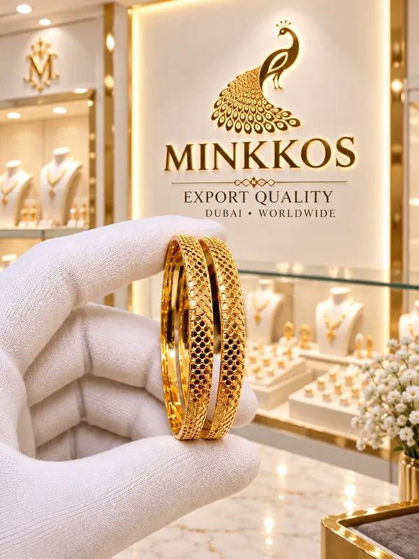 MINKKOS_Honeycomb_Texture_Gold_Bangles