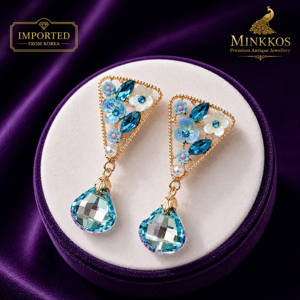 Imported__𝐒𝐖𝐀𝐑𝐎𝐒𝐊𝐈_Sky_Blue_Azure_Bloom_Korean_Earrings