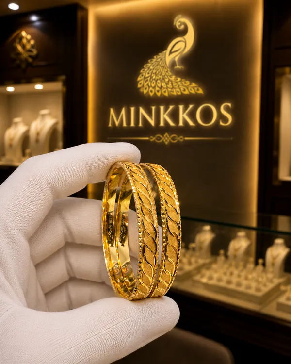 MINKKOS_Aurelia_Leaf_Pattern_Gold_Bangles_Premium_1_Gram_Gold