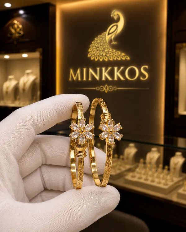 MINKKOS_Crystal_Blossom_Gold-Plated_Adjustable_Bangles