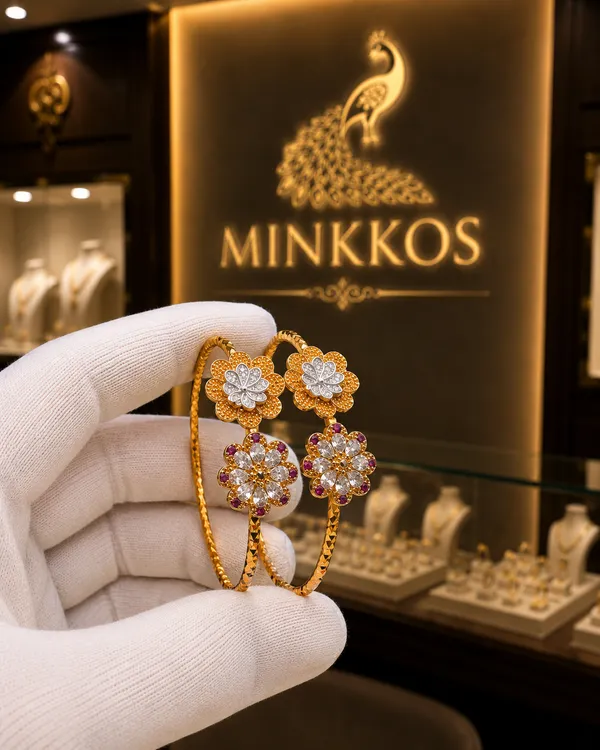 MINKKOS_Dual_Blossom_Gold-Plated_Adjustable_Bangles