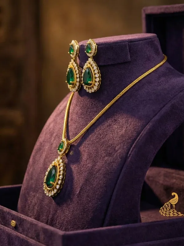 Premium_Traditional_Gold_Ruby_Green_Emerald_Teardrop_Necklace_-_Push_Back_Studs_earrings_-_Small_