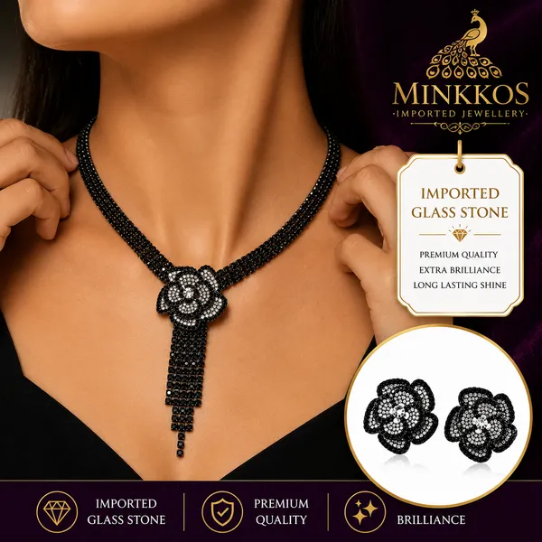 MINKKOS_Signature_Black_Rose_Crystal_Jewellery_Set_Imported